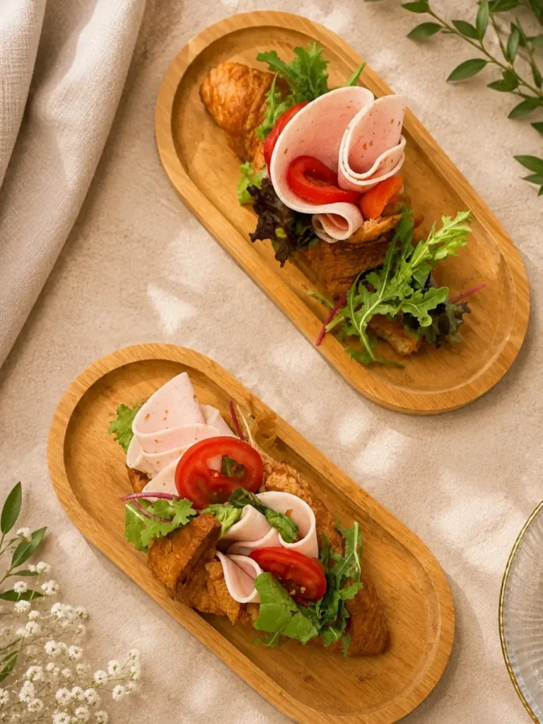 croissant, kalkoen en kaas